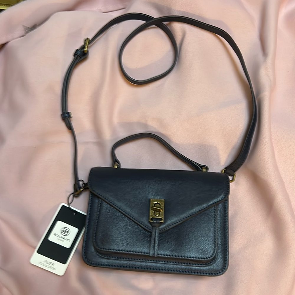 Dark Navy Leather crossbody Bag/purse